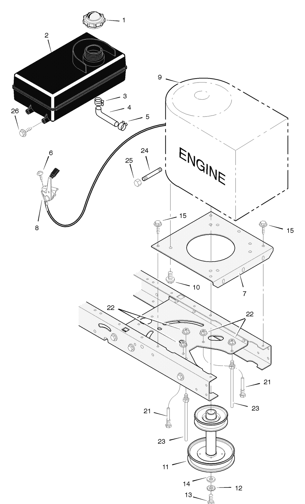 Engine Mount Diagram and Parts List for 405012X78A 2004 Briggs and Stratton Lawn Tractor